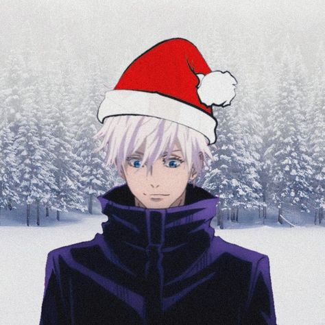 Gojo Satoru Christmas Icon, Christmas Gojo Satoru, Gojo Satoru Christmas Pfp, Gojo With Santa Hat, Gojo Satoru Christmas, Gojo Christmas Pfp, Jjk Christmas Pfp, Gojo Christmas, Jjk Christmas