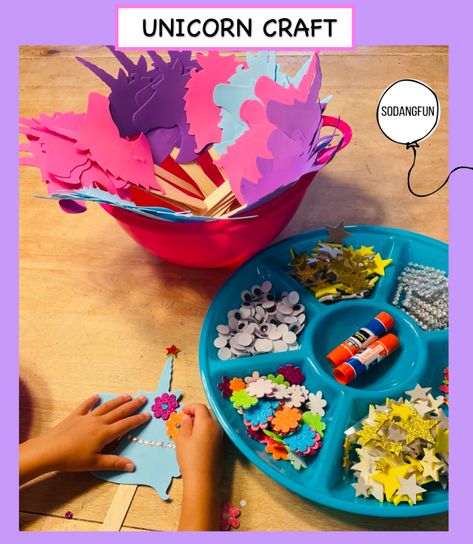 Unicorn Games, Rainbow Unicorn Birthday Party, Rainbow Unicorn Party, Unicorn Themed Birthday Party, Rainbow Unicorn Birthday, Little Pony Birthday Party, Baby Art Projects, Birthday Activities, Birthday Party Crafts