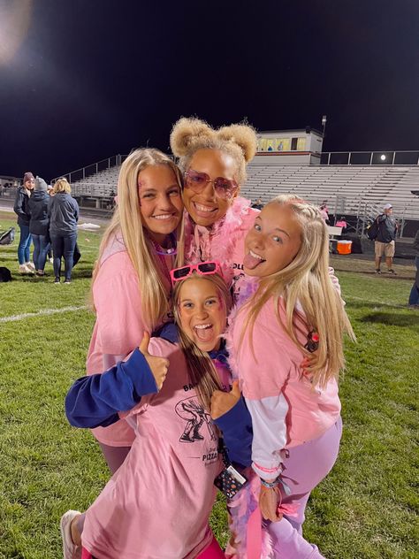 Pink Out For Football Game, Preppy Football Game, Pink Team Spirit Game Day Top, Pink Spirt Week, Pink Out Football Game Outfits, Pink Football Game, Football Season Outfits, Fb Games, High School Life