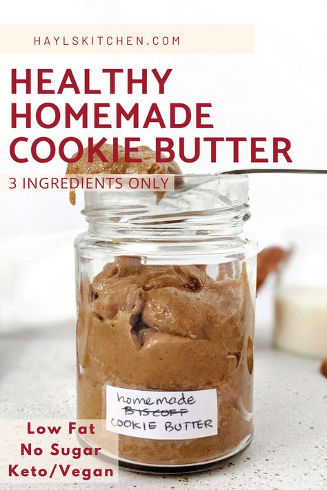 An easy and healthy homemade Cookie Butter with just 3 ingredients! Use any leftover cookies, some almond butter and milk for this low fat cookie butter recipe that’s better than Biscoff and Speculoos spread; No sugar needed, and easily low carb too! Cookie Butter Recipe, Leftover Cookies, Homemade Cookie Butter, Low Calorie Cookies, Low Fat Cookies, Speculoos Cookie Butter, Butter Cookies Easy, Morning Toast, Homemade Cookie