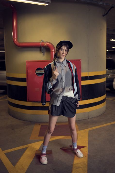 Garage Editorial, Parking Garage Editorial, Garage Photoshoot, Parking Garage, Parking Lot, Youth Culture, Flash Photography, Garage House, Fashion Photography Editorial