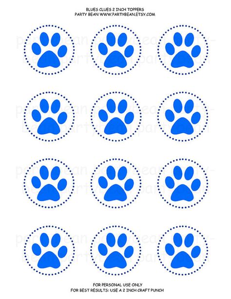 Blues Clues Paw Print Cupcake Toppers  Stickers Tags  by partybean Blues Clues Paw Print, Blue's Clues Birthday Party, Clue Party, Aries Birthday, Puppy Birthday Parties, Blue’s Clues, Genius Ideas, Paw Patrol Party, Puppy Birthday