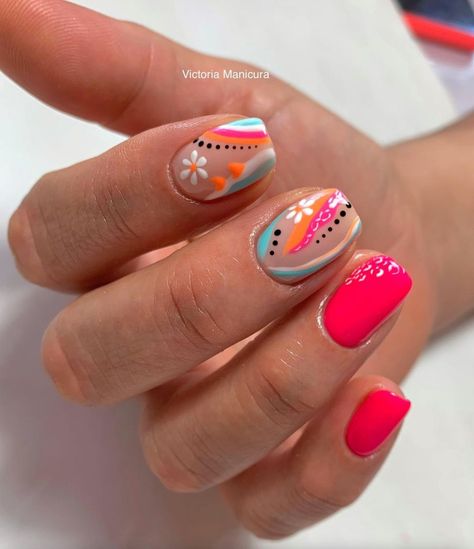 Fiesta Nails Designs, Mexico Nails Vacations, Cruise Nails Designs, Cabo Nails, Cruise Nails Caribbean, June Nail Art, Cancun Nails, Fiesta Nails, Ibiza Nails