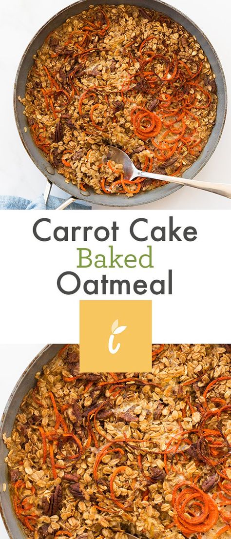 Carrot Cake Baked Oatmeal Carrot Cake Baked Oatmeal, Baked Oatmeal Healthy, Baked Oatmeal Recipe, Spring Time Desserts, Vegan Carrot Cake, Carrot Cake Oatmeal, Baked Carrots, Baked Oatmeal Recipes, Vegan Carrot Cakes