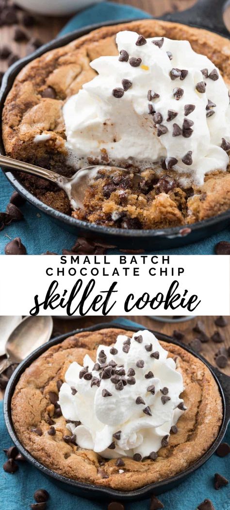 Pizookie Recipe, Small Batch Chocolate Chip Cookies, Skillet Cookie Recipe, Chocolate Chip Skillet Cookie, Cookie Skillet, Small Batch Cookies, Crazy For Crust, Skillet Chocolate Chip Cookie, Small Batch Baking