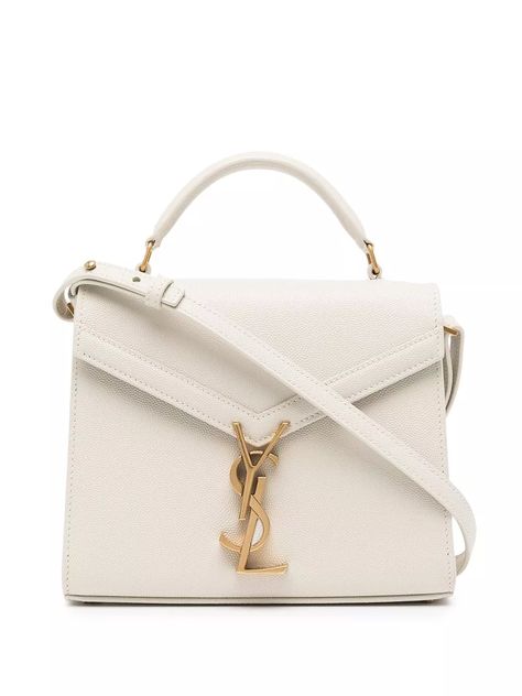 Saint Laurent Mini Cassandra Tote Bag - Farfetch | FarFetch Global Mini White Handbag, Cream Designer Bag, Ysl Cream Bag, White Ysl Bag, Ysl Cassandra Bag, White Designer Bag, Ysl Purse, Ysl Handbags, Cream Bags