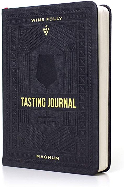 Wine Journal by Wine Folly - Guided Wine Tasting Notes (5" x 7" B6 Notebook) - Features 4 Step Tasting Method, Wine Color Reference Card, and Page Marker - Black Wine Accessories Gift, Wine Tasting Notes, Wine Journal, Wine Folly, Wine Flavors, Wine Map, Wine Gift Set, Wine Tasting Experience, Wine Education