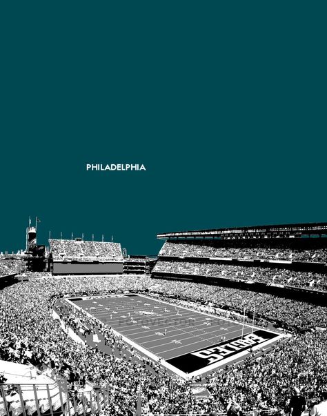 "Our original Stadium Skyline series featuring Lincoln Financial Field, home of the Philadelphia Eagles The skyline is done in your choice of Eagle Green, Gray or White & titled \"PHILADELPHIA\" in celebration of the home city & location. * If you would like the print without or different than the PHILADELPHIA Skyline text, please see CUSTOM OPTIONS below We have a large selection of Stadium Skyline prints, including other LINCOLN FINANCIAL FIELD versions All our LINCOLN FINANCIAL FIELD skyline Lincoln Financial Field, Philadelphia Skyline, Nfl Photos, Fly Eagles Fly, New York Yankees Baseball, Home City, Football Stadiums, Star Pictures, Philadelphia Eagles