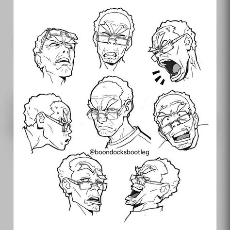 The Boondocks on Instagram: “Grandads expressions. A warm up sketch by our talented and amazing @kse332. . . . . . #warmupsketch #sketching #artwork #seungkim…” Boondocks Characters, Boondocks Drawings, Expression Sheet, Drawing Characters, The Boondocks, Anime Illustration, Gesture Drawing, Graffiti Drawing, Design Animation