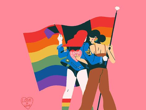 Happy Pride month by xMx Luo on Dribbble Dribbble Design, London Pride, Happy Pride Month, Happy Pride, Learning Design, Rainbow Flag, Independent Women, Pride Month, Editorial Illustration