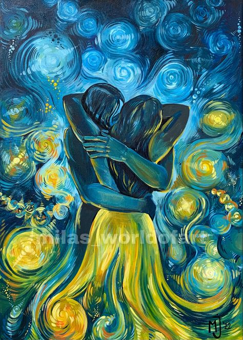 Acrylic, abstract painting on canvas :) Two Souls Painting, Soul Art Painting, Canvas Composition Paintings, Power Art Theme, Art Based On Love, Soul Ties Art Painting, Art That Represents Love, Drawings Representing Love, Hug Painting Abstract