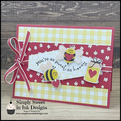 Bee Valentines Cards, Bee My Valentine, Stampin Up Valentine Cards, Bee Mine Valentine, Bee Valentine, Cardstock Crafts, Valentine Cards Handmade, Hand Crafted Cards, Hand Made Greeting Cards