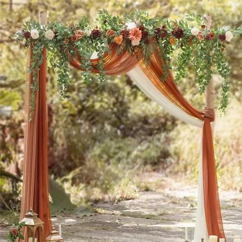 Wedding Backdrop Floral Garland Hanging Vines Wedding Arch - Temu Hanging Eucalyptus, Fall Wedding Arches, Wedding Arches Outdoors, Backdrop Floral, Fall Wedding Color Schemes, Fall Wedding Ceremony, Rose Arbor, Decoration Evenementielle, Wedding Arch Flowers