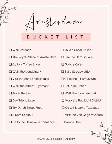 Amsterdam Bucket List - Things to do in Amsterdam | Myclickjournal | The Amsterdam To Do List Amsterdam What To See, Amsterdam To Do List, Amsterdam Travel Things To Do In, Amsterdam To Do, Amsterdam Things To Do, Amsterdam What To Do, Amsterdam Aesthetic, Amsterdam Trip, European Bucket List