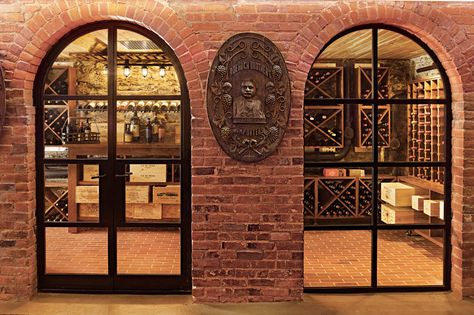 The Cellar Is Coolest Part of This Brooklyn Townhouse Chianti Wine, Brooklyn Townhouse, Slope House, Brick Arch, Old Fireplace, Led Recessed Lighting, Antique Fairs, Arched Doors, Room Screen