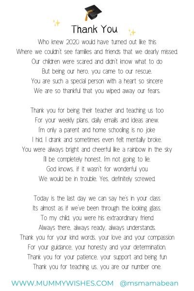 Thank You Teacher - Mummy Wishes Poems For Teachers, Thank You Quotes For Helping, Thank You Poems For Teachers, Thank You Poems, Teacher Poems, Preschool Activities At Home, Teacher Appreciation Quotes, Family Bible Study, Homeschool Preschool Curriculum