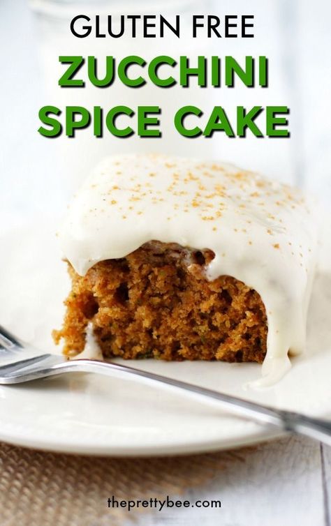 Gluten Free Zucchini Cake, Zucchini Spice Cake, Vegan Cake Recipe, Peanut Free Desserts, Dairy Free Cream Cheese Frosting, Nut Free Desserts, Spiced Zucchini, Zucchini Cakes Recipe, Egg Free Desserts