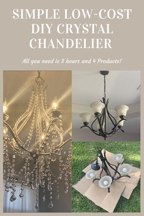 Check out this easy and inexpensive way to update the look of an old chandelier. Bring new life to it with this simple DIY Chandelier Guide! Diy Crystal Chandelier, Chandelier Diy Crystal, How To Make A Chandelier, Old Chandelier, Spray Paint Colors, Dinner Party Themes, Diy Chandelier, Diy Crystals, Ceiling Medallions