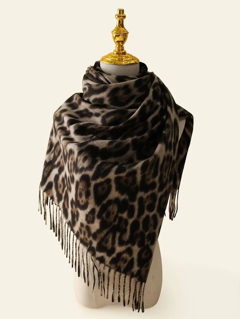 1pc Women's Printed Long Plush Warm Casual Fashion Scarf Shawl, Perfect For Gift And Daily Use | SHEIN USA Leopard Print Accessories, Women Scarves, Fashion Scarf, Leopard Pattern, Scarf Styles, Maternity Bag, Scarf Shawl, Womens Scarves, Women Clothes Sale