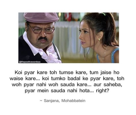 Mohabbatein Movie Aesthetic, Mohabbatein Dialogues, Mohabbatein Movie Songs, Bollywood Inspirational Dialogues, Mohabbatein Movie Quotes, Famous Bollywood Dialogues, Bollywood Movies Dialogues, Bollywood Love Quotes, Filmy Quotes