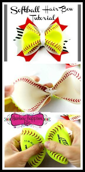 How to Make a Softball Hair Bow - with a REAL Softball - Softball hair bow instructions - hair bow tutorial – Hairbow Supplies, Etc. Softball Hair Braids, Softball Hair Bows, Easy Hair Bows, Softball Hair, Hair Bow Instructions, Unique Hair Bows, Softball Bow, Softball Crafts, Softball Bows