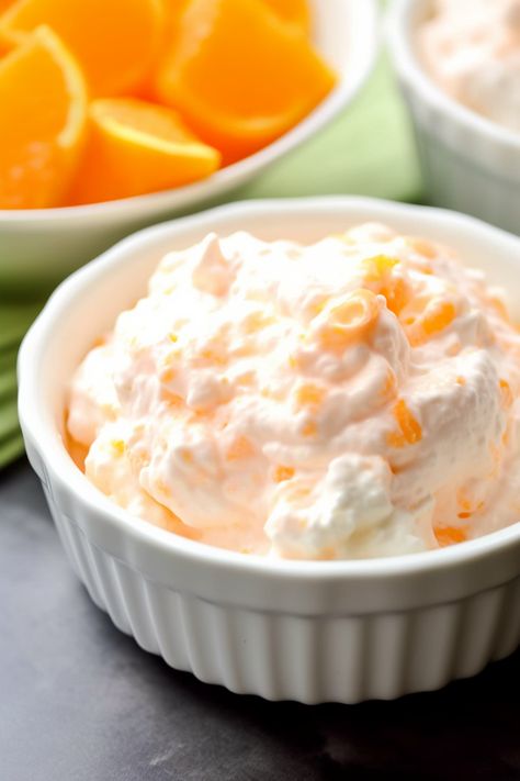 Orange Fluff Salad - That Oven Feelin Orange Jello Cottage Cheese Salad, Mandarin Orange Cottage Cheese Jello Salad, Mandrian Orange Fluff Salad Recipe, Orange Fluff With Cottage Cheese, Jello Cottage Cheese Salad, Pineapple Cottage Cheese, Orange Fluff Salad, Orange Jello Salads, Congealed Salad