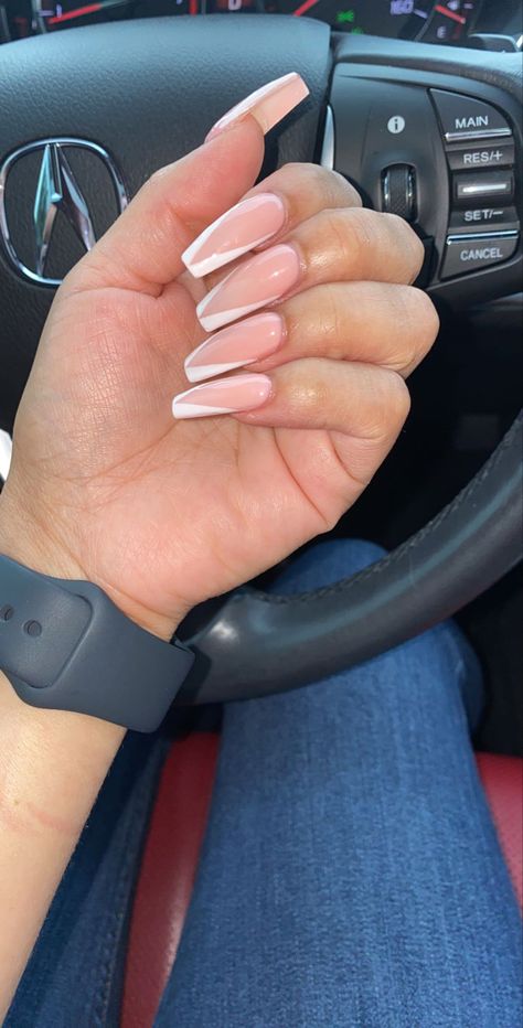 #nails #naturalnails #nudenails #whitetipnails #peach #beautyblog Acrylic Nails Peach, Nails With White Tips, Nails With White, White Tip Nails, White Tips, Peach Nails, White Tip, Classy Nails, Nude Nails