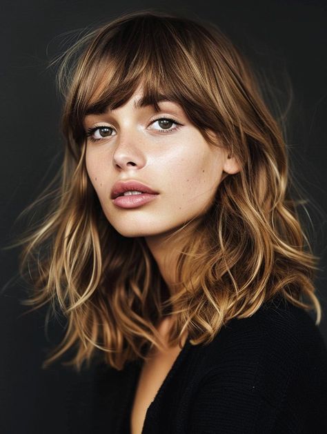 Trendy Shoulder Length Cuts with Curtain Bangs for All Face Shapes Wavy Layers, Best Haircuts, Long Hair With Bangs, Hair Colours, Good Hair Day, Curtain Bangs, Hair Envy, Nourishing Hair, Shoulder Length Hair