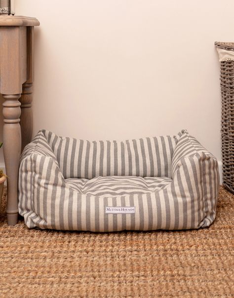 Flint stripe brushed cotton boxy dog bed Puppy Bed Aesthetic, Dog Beds Diy, Dog Bed Aesthetic, Aesthetic Dog Bed, Stylish Dog Beds, Cute Dog Beds, Puppy Bed, Medium Dog Bed, Puppy Beds