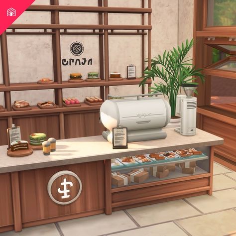 Sims 4 Restaurant, Lotes The Sims 4, Cc Packs, Pastry Display, Furniture Cc, Cafe Counter, Sims 4 Kitchen, Cc Folder, Muebles Sims 4 Cc