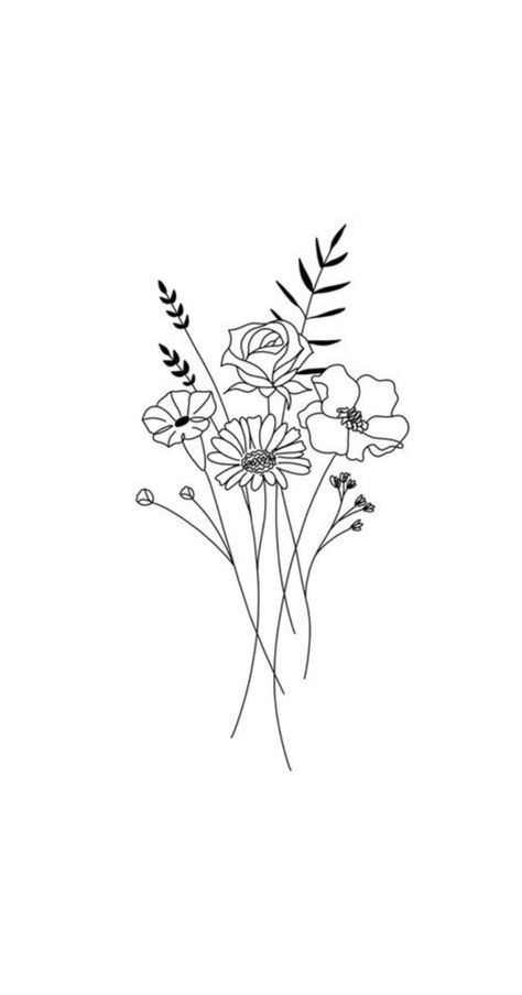 Wild Flower Line Drawing, Wildflower Drawing, String Art Templates, Wildflower Tattoo, Engraving Ideas, Flower Line Drawings, Art Templates, Flower Outline, Glass Engraving