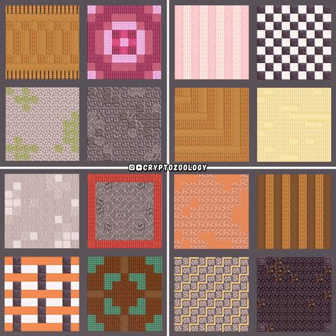 Check out all 100 Minecraft Floor Designs on my YouTube channel! Minecraft Houses Flooring, Floors In Minecraft, Minecraft Floor Layout, Minecraft Bakery Interior Ideas, Minecraft House Floor Ideas, Terracotta Floor Minecraft, Carpet Designs Minecraft, Minecraft Japanese Floor Pattern, Minecraft Floor Designs Deepslate