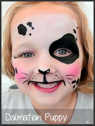 Dalmation Face Paint, Puppy Face Paint, Dog Face Paints, Animal Face Paintings, Girl Face Painting, Painting Face, Puppy Costume, Face Painting Easy, Kids Face Paint