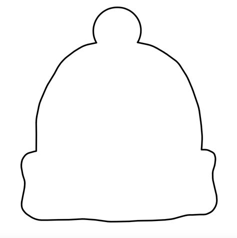 Beanie Craft Preschool, Snow Hat Template Free Printable, Mittens Drawing, Winter Hat Template Free Printable, Winter Hat Craft For Toddlers, Winter Hat Template, Preschool Construction Paper Crafts, Pictures Of Winter Kids Winter Hats Outlines, Winter Hat Craft