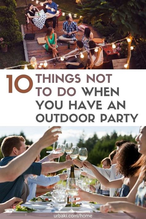 Celebrate good weather with an outdoor party. You want any party you host to go smoothly, so be prepared in all aspects of planning is essential. Whether you're having a pool party, a backyard barbecue, or a rooftop gathering, avoid these mistakes to make sure your guests are having fun. Basic Bar Setup For Party, Decorating Backyard For Party, Outdoor Party Hacks Summer, Hosting Outdoor Party Tips, Backyard Dinner Party Ideas Simple, Backyard Barbecue Party Ideas, Backyard Party Setup Tables, Outdoor Party Must Haves, Summer Party Decorations Backyards