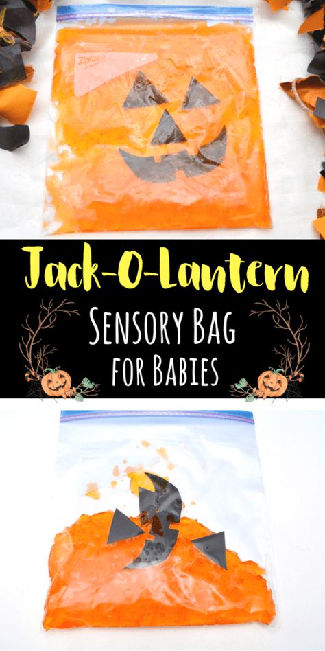 Teaching Infants, October Preschool, Child Guidance, Halloween Sensory, Infant Classroom, Sensory Bag, Sensory Bags, Infant Room, Halloween Arts And Crafts