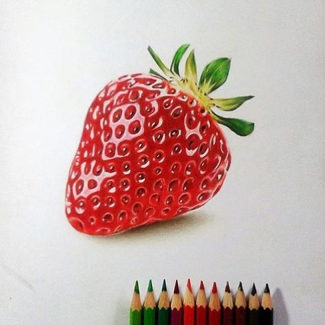 @young_artists_help 🎨 🍓🍓🍓 Summerfeelings! ⛱⛱ 👉🏻👉🏻 @jepoy4rt 18 years 💖 I can literally taste this wonderful #strawberry 🍓😋 CHECK OUT THIS… Strawberry Drawing, Kristina Webb, Prismacolor Art, Fruits Drawing, Colored Pencil Artwork, Food Painting, Fruit Painting, Pencil Art Drawings, Color Pencil Art