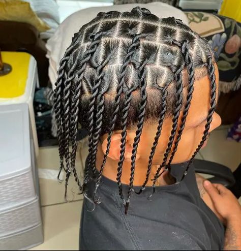 Explore the Bold World of Twist Braids for Men in 2024: Styles that Define the Modern Male Men Rope Twist Styles, Rope Twist Braids Men, Rope Twist Men Hair, Rope Twists Men, Twist Braids For Men, Rope Twist Men, Plaits Braids Men, Twist Hair Men, Rope Twist Braids