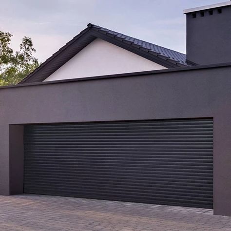 Black Garage Exterior, Grage Door, Black Garage Doors, Garage Door Rollers, Electric Garage Doors, Garage Organisation, Modern Garage Doors, Garage Exterior, Modern Garage