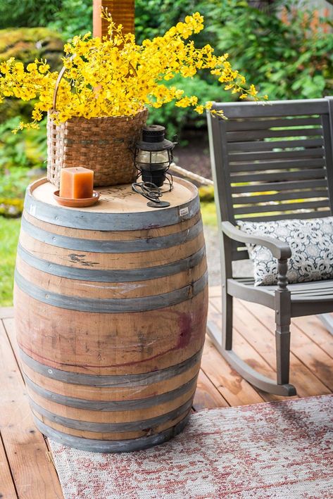 Bar Leaner, Home Depot Colors, Bbq Stand, Wine Barrel Table, Traditional Bar, Barrel Decor, Barrel Table, Barrel Planter, Wine Barrels