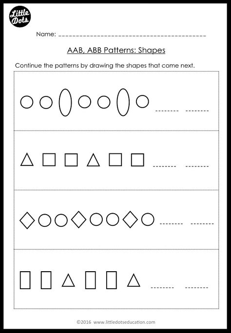 AAB and ABB Patterns Worksheets and Activities for Kindergarten Ab Pattern Worksheet, Preschool Math Printables, Pattern Worksheets For Kindergarten, Abb Patterns, Patterning Kindergarten, Free Math Printables, Ab Patterns, Abc Patterns, Math Patterns