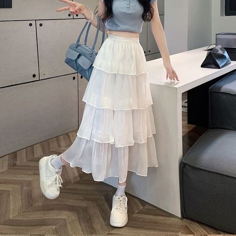 Product Title :High Waist Plain Layered Midi A-Line Skirt EE29 Product Measurements cm Size Total Length Waist S 77 62-75 M 77 64-80 L 78 66-85 XL 78 68-90 S 30.3 24.4-29.5 M 30.3 25.2-31.5 L 30.7 26-33.5 XL 30.7 26.8-35.4 Product Details Material: 100% Mixed Fiber Color: Black