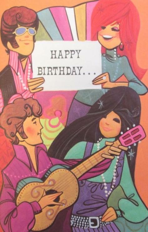 Happy Birthday Vintage Card, Vintage Birthday Card, Happy Birthday Vintage, Groovy Font, Vintage Birthday Cards, Bday Cards, Birthday Wishes Cards, Birthday Meme, Vintage Birthday