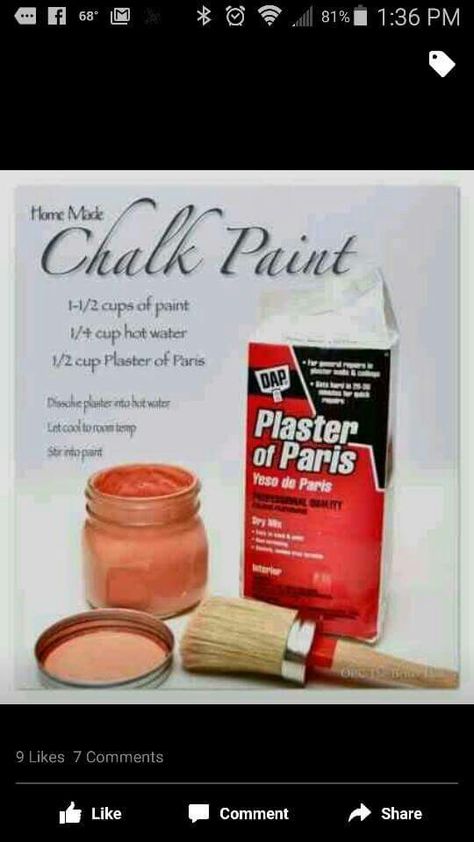 Chalk paint formula Make Chalk Paint, Chalk Paint Recipe, Homemade Chalk Paint, Homemade Chalk, Paint Recipe, Chalk Paint Projects, Diy Chalk Paint, Astuces Diy, Chalk Paint Furniture