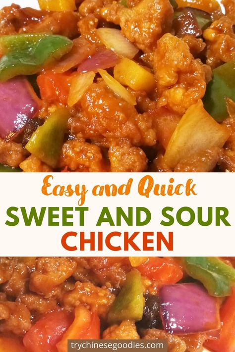 Easy and quick sweet and sour chicken is best family friendly free recipe. This Chinese Sweet and Sour Chicken recipe is quick, simple to make and ready in less than 30 minutes. It is so much tastier, and  healthier than take-out! Easy Sweet And Sour Sauce Recipe, Chinese Sweet And Sour Chicken, Chicken Bell Pepper, Chicken With Peppers, Sweet N Sour Sauce Recipe, Sweet And Sour Chicken Recipe, Sour Chicken Recipe, Sweet And Sour Chicken, Sweet Sour Chicken