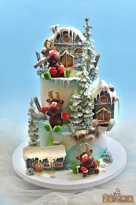 Super Torte, Winter Torte, Xmas Cakes, Winter Cakes, Christmas Themed Cake, Art Cakes, Cake Wrecks, Cupcakes Decorados, New Year's Cake