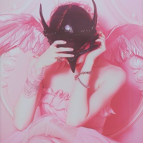 Model Aesthetic Pink, Orange Demon Aesthetic, Aesthetic Phone Wallpaper Ideas, Pink Villain Aesthetic, Pink Dark Feminine, Angel Aesthetic Pink, Pink Gif Aesthetic, Pink Demon Aesthetic, Pink Profile Pic