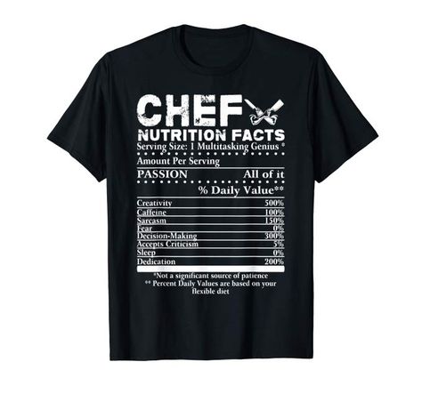 Amazon.com: Chef Nutrition Facts T-Shirt Cool Chef Tee Gift For Chefs: Gateway Cross Knife, Graphic Design Tee, Vegetarian Day, Chef Humor, Cooking Restaurant, American Day, Sarcastic Gifts, Chef Gifts, Graphic Tee Design