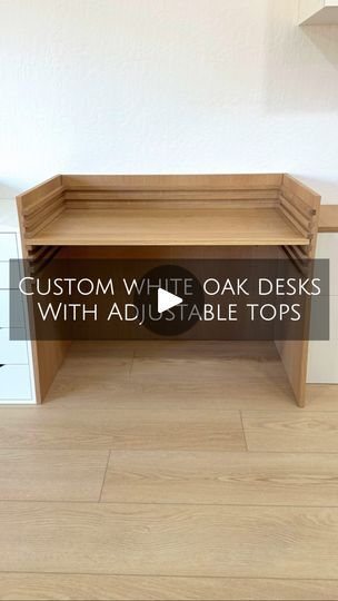 59K views · 1.6K reactions | I’m just so obsessed with these custom white oak desks and couldn’t be happier with how they turned out! The table top adjusts anywhere from 20 inches (perfect for toddlers) all the way up to 30 inches, which is the average standard table height! I love how these will grow with my friend’s kiddos for years and years to come. ❤️ Any questions about the desk builds? Drop it in the comments! . . . . . #parkplaceabode #diyprojects #diyhome #homediy #homediyproject #homediyprojects #diyit #diyhome #homerenovations #homesweethome #reelsofinsta #woodworking #whiteoak #womenwhobuild #customdesk #whiteoakdesk #deskdesign #adjustabledesk | Natalie Park | DIY, Builds & Design | mc4dmusic · Stick Season (MC4D Remix) Oak Desks, Desk Plywood, White Oak Desk, Stick Season, Custom Desk, Kid Desk, Oak Desk, All The Way Up, Adjustable Desk