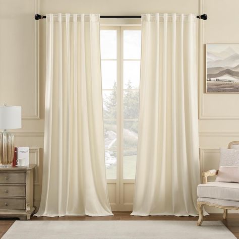 PRICES MAY VARY. PACKAGE INCLUDES 🏠🏠 Each package contains 2 Ivory White velvet curtain panels and each panel measures 53" W x 108" L | Pair measures 106"W x 108"L. Designed with Back Tab on top for easy installation and fitting to most curtains rods. FUNCTION 🏠🏠 Thick and heavy blackout curtain drapes can block 60-80% of the sunlight (the darker color works better). These velvet curtains can also reduce noise, stay temperature down in summers, keep cold wind out in winters to achieve smart White Velvet Curtains, Curtains For Bedroom Window, Tan Curtains, Curtains Rods, Window Living Room, Window Curtains Bedroom, Insulated Curtains, Bedroom Window, Drape Panel